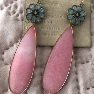 Anthropologie Pink Gem Drop Earrings